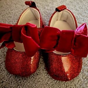 Red Glitter Bow Dress Shoes❤️